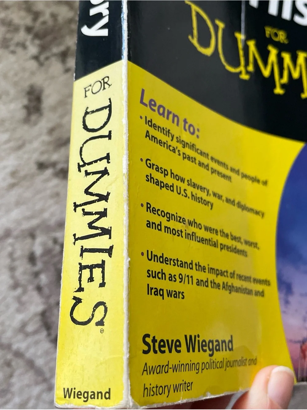 U.S. History For Dummies Paperback Book - Yellow/Black